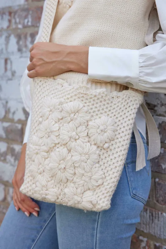 Ivory Crochet Crossbody Bag sold by Eva Franco