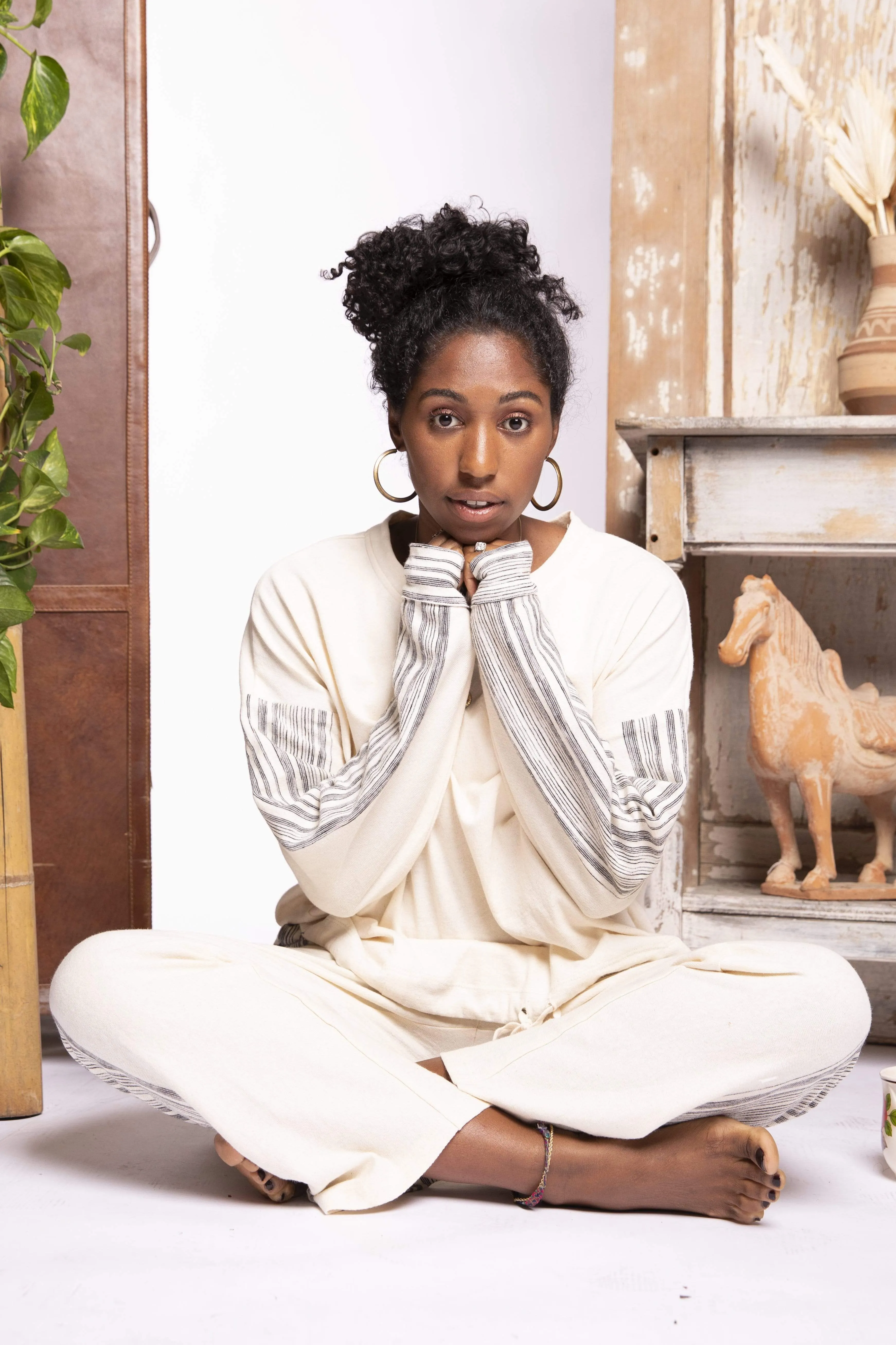 Chia Zen Stripe Sweatshirt Top sold by Eva Franco