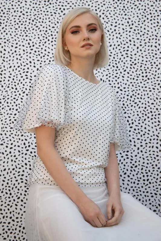Suri Top - Macaroon Dot sold by Eva Franco