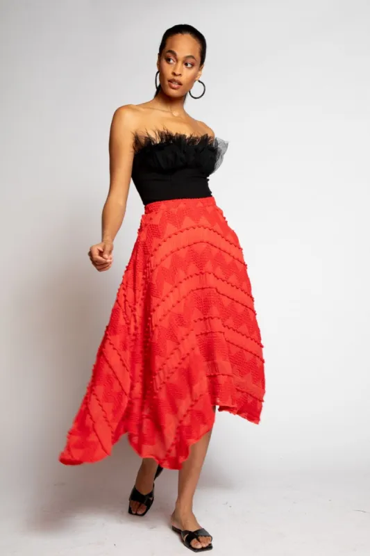 Dorset Skirt - Red Pom Pom sold by Eva Franco