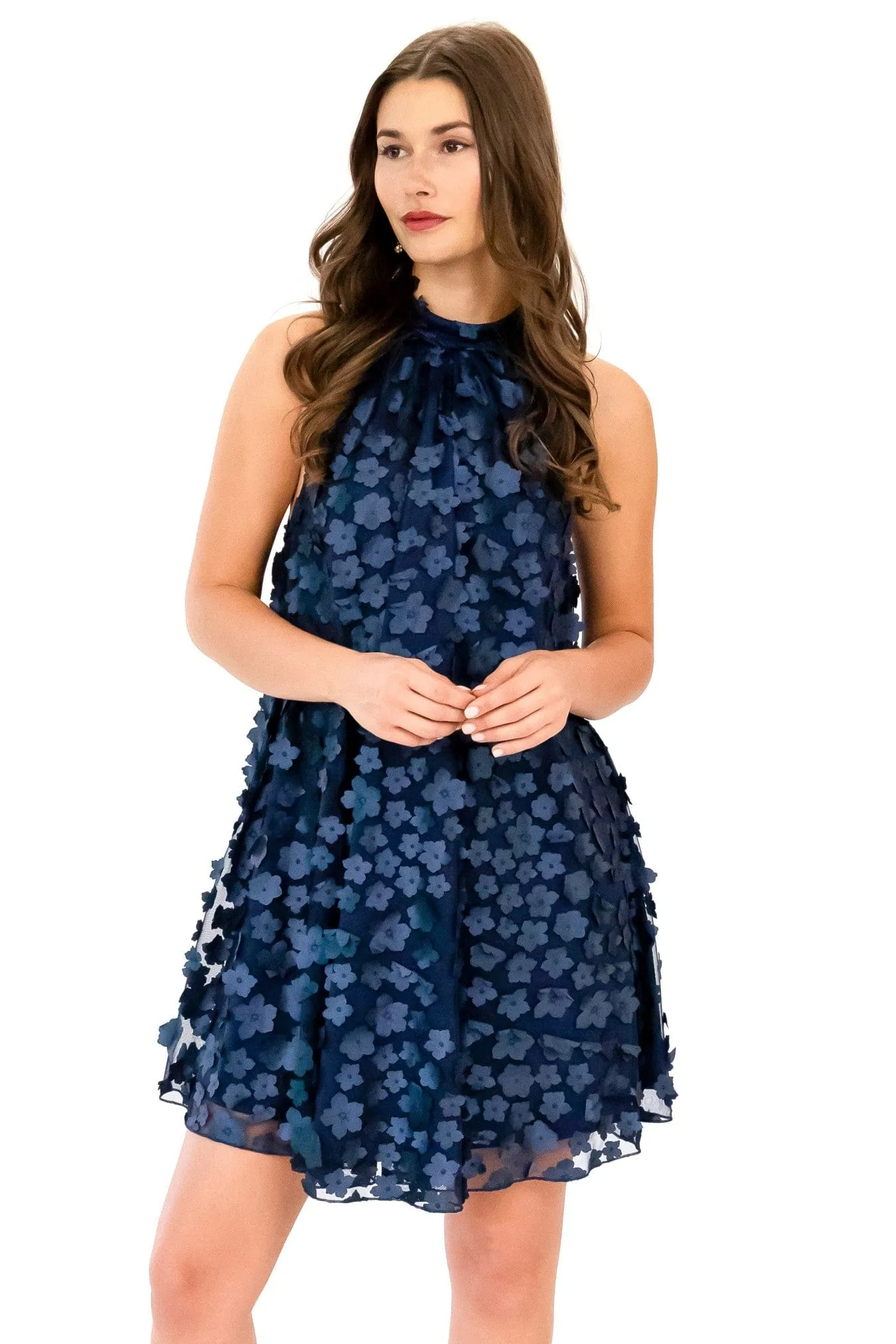 Halter Swing Mini Dress - Navy Petal sold by Eva Franco