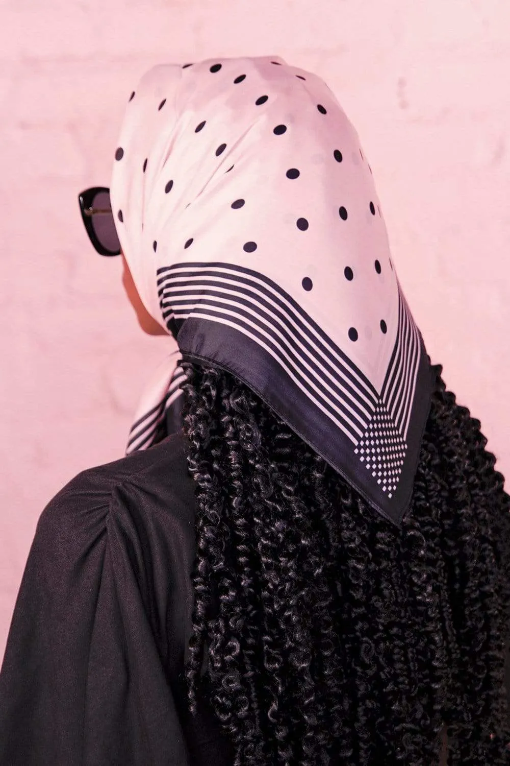 Pink Polka Dots and Stripes Scarf 24x24 sold by Eva Franco product image thumbnail 5