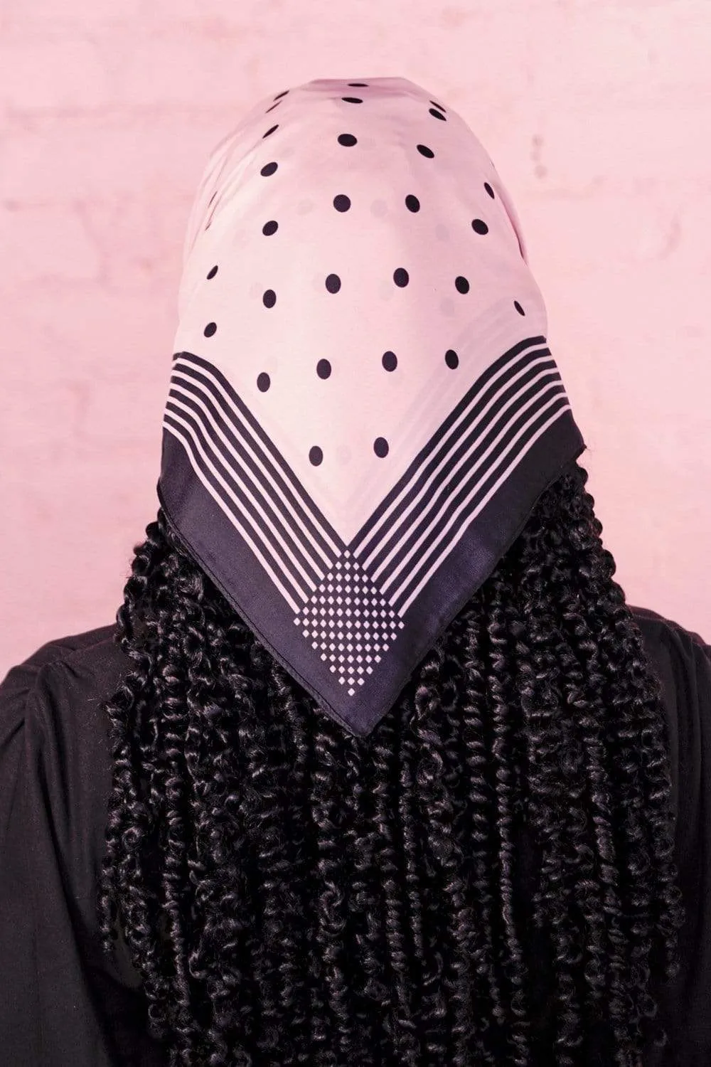 Pink Polka Dots and Stripes Scarf 24x24 sold by Eva Franco product image thumbnail 4