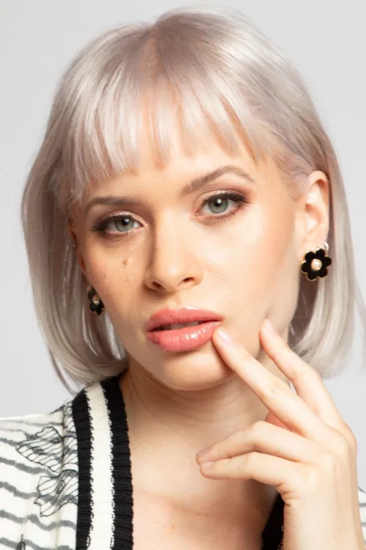 Black Daisy Pearl Earring sold by Eva Franco