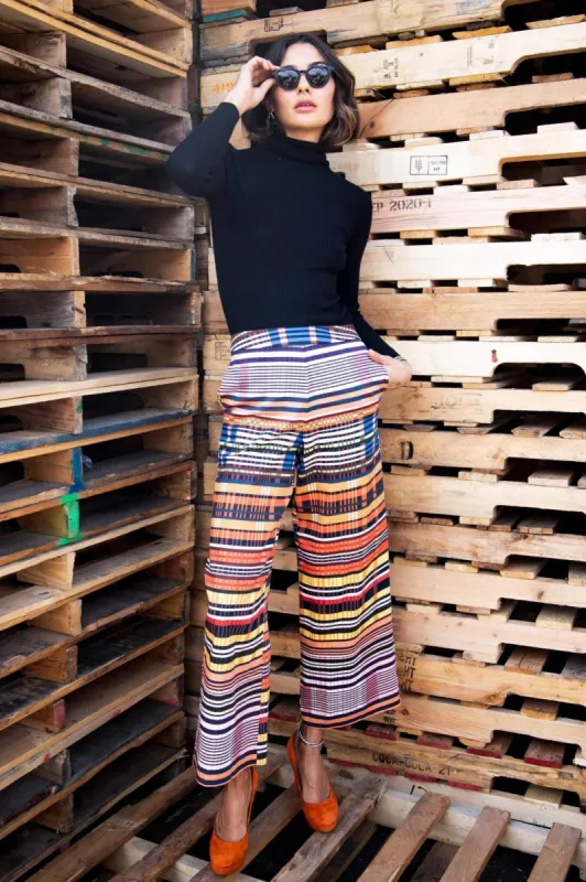 Saba Cropped Wide Leg Pants - Multicolor Plaid sold by Eva Franco