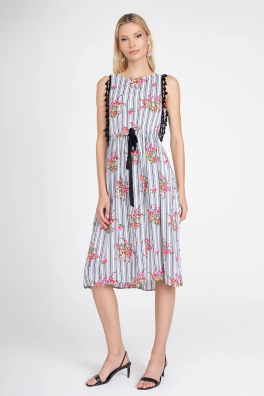 Stripe Tassle Midi Dress sold by Eva Franco