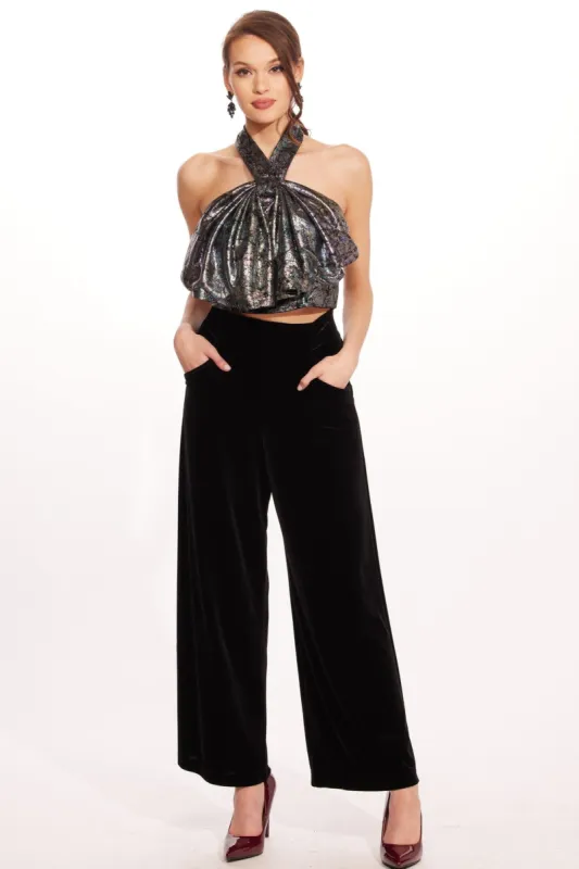 Hepburn Pant - Black Velvet sold by Eva Franco