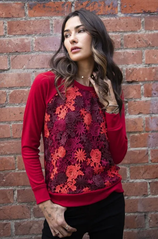 Emma Sweatshirt - Burgundy Lace sold by Eva Franco