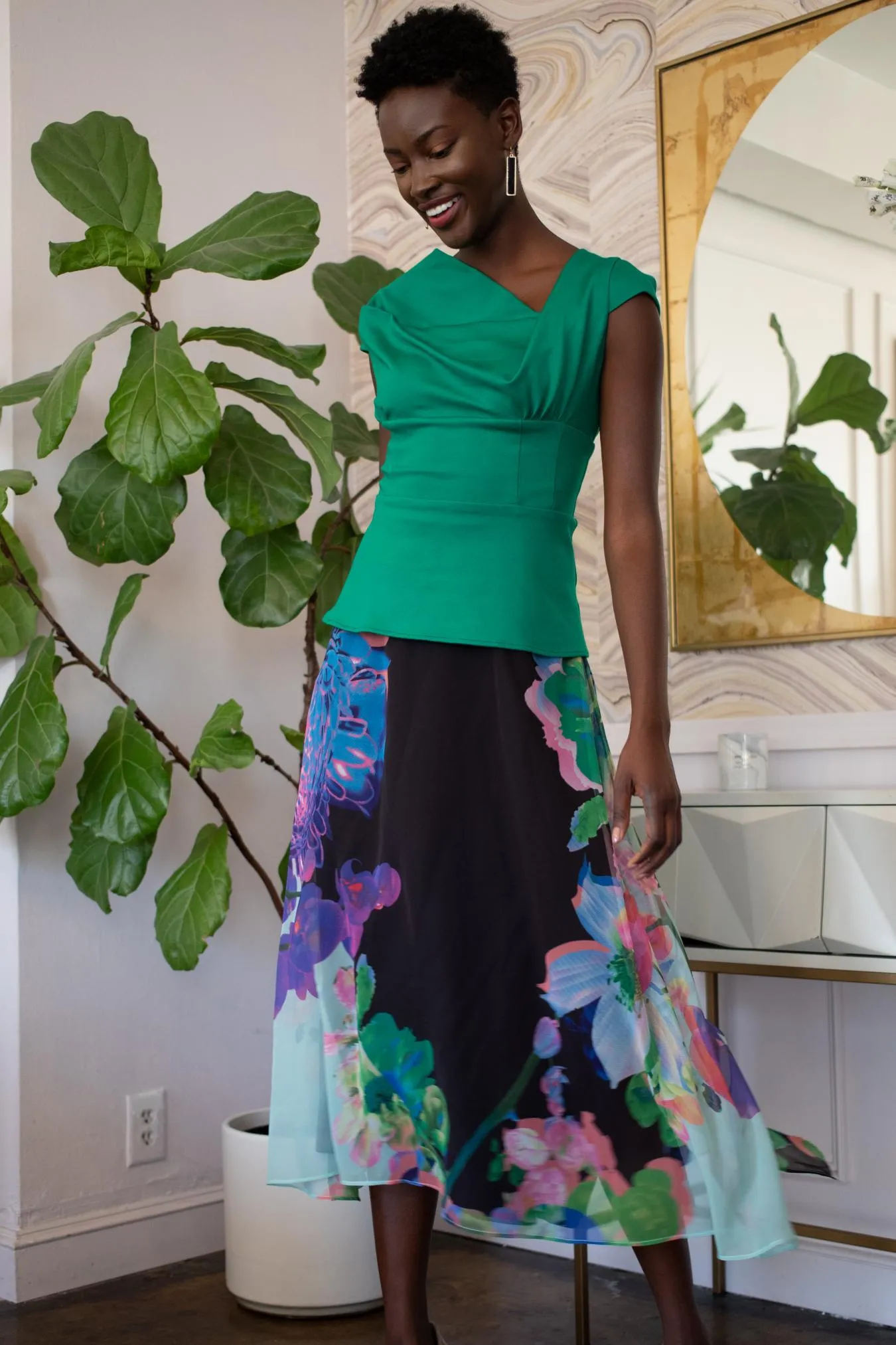 Floral Midi Skirt - Orchid Bloom sold by Eva Franco