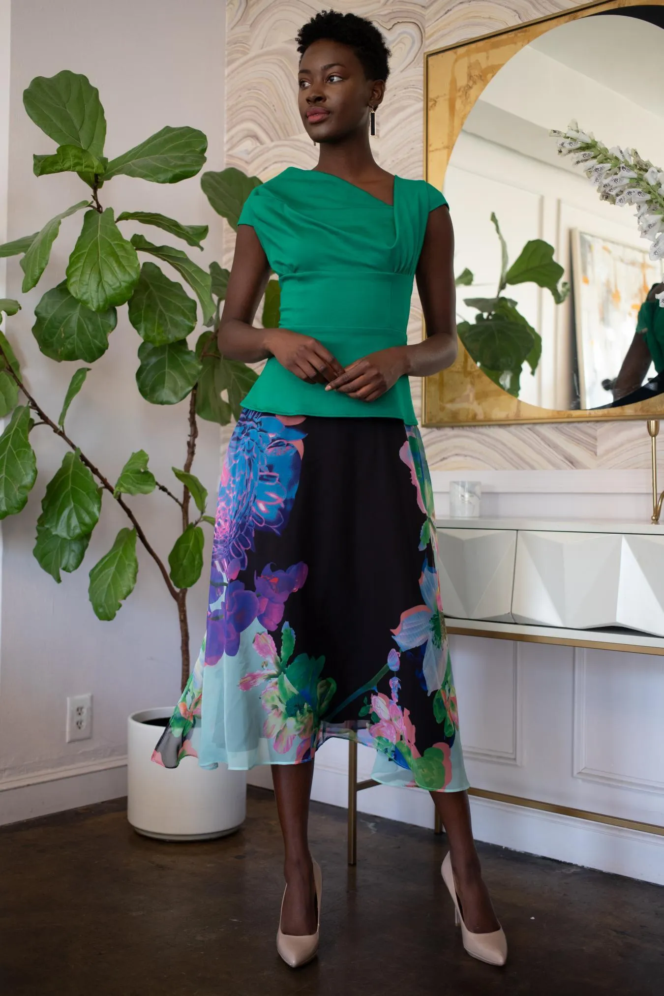 Floral Midi Skirt - Orchid Bloom sold by Eva Franco product image thumbnail 2