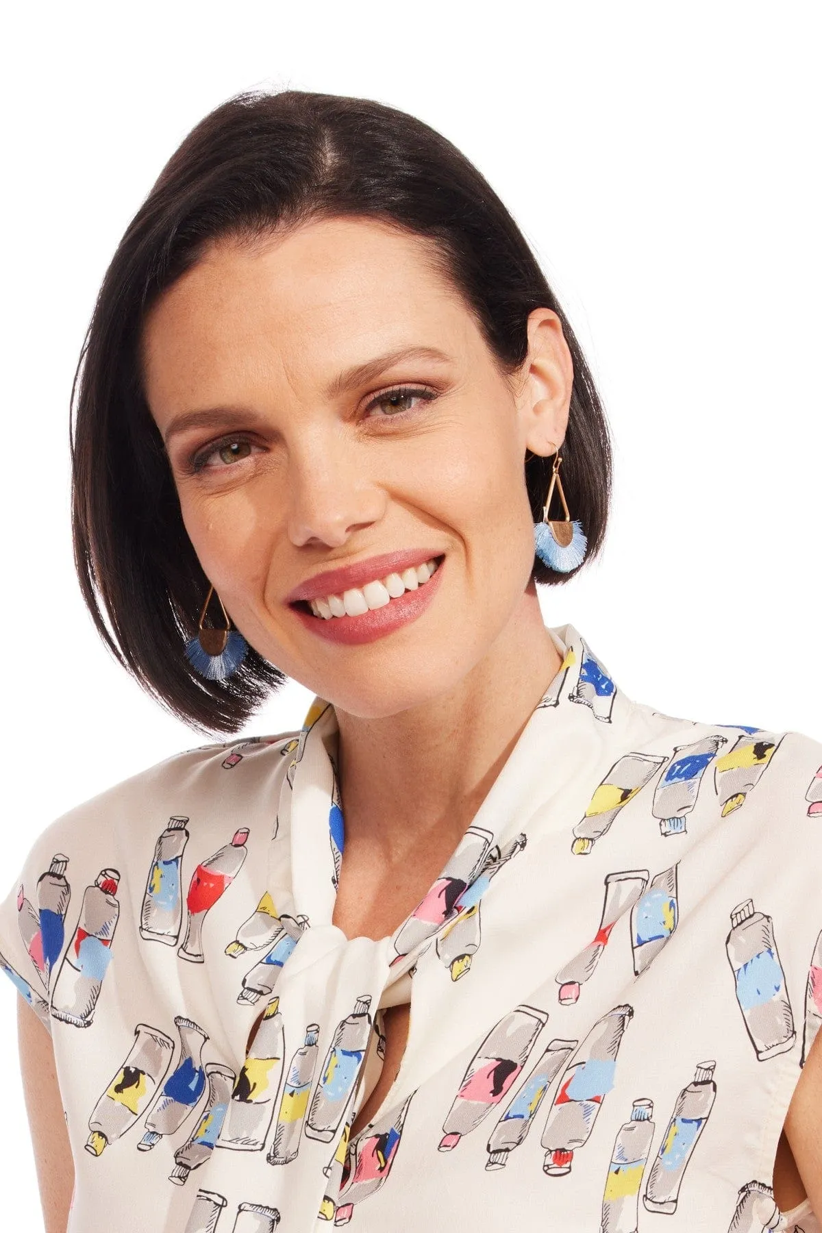 Blue Fringe Earrings sold by Eva Franco