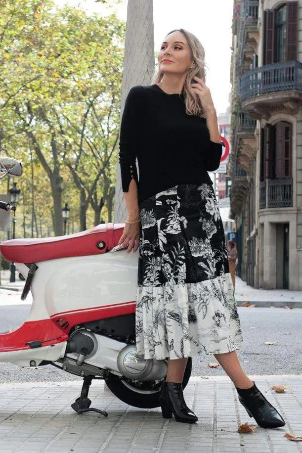 Paola Floral Flounced Skirt sold by Eva Franco