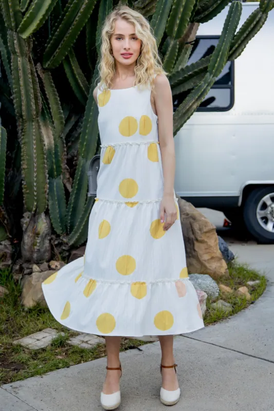 Cassis Maxi Dress - Yellow Polka Dot sold by Eva Franco