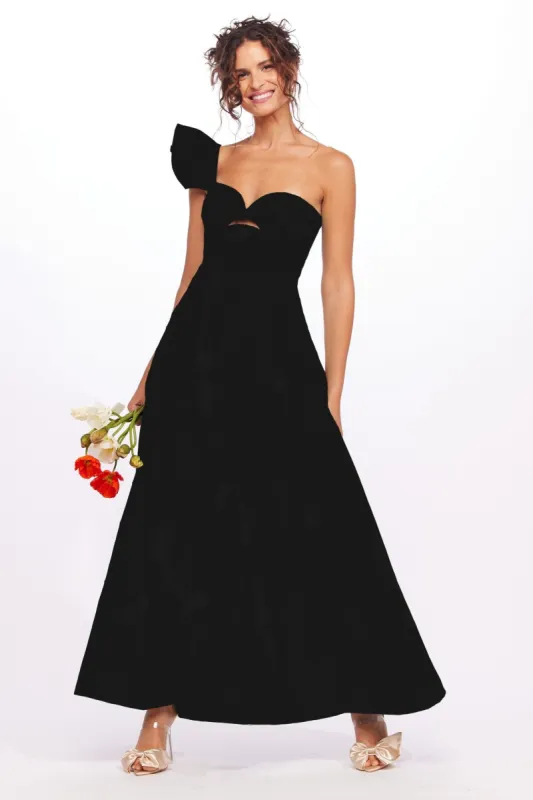 One-Shoulder Pleated Dress - Black sold by Eva Franco