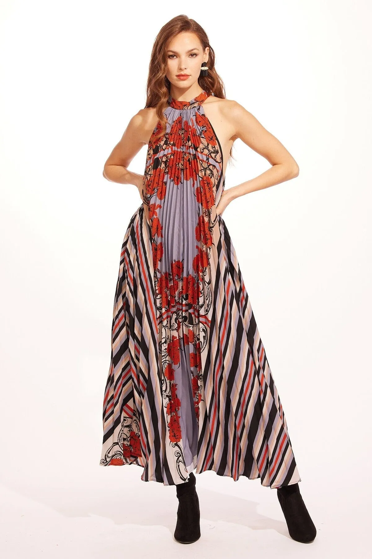 Colette Pleated Maxi Dress - Arabesque sold by Eva Franco