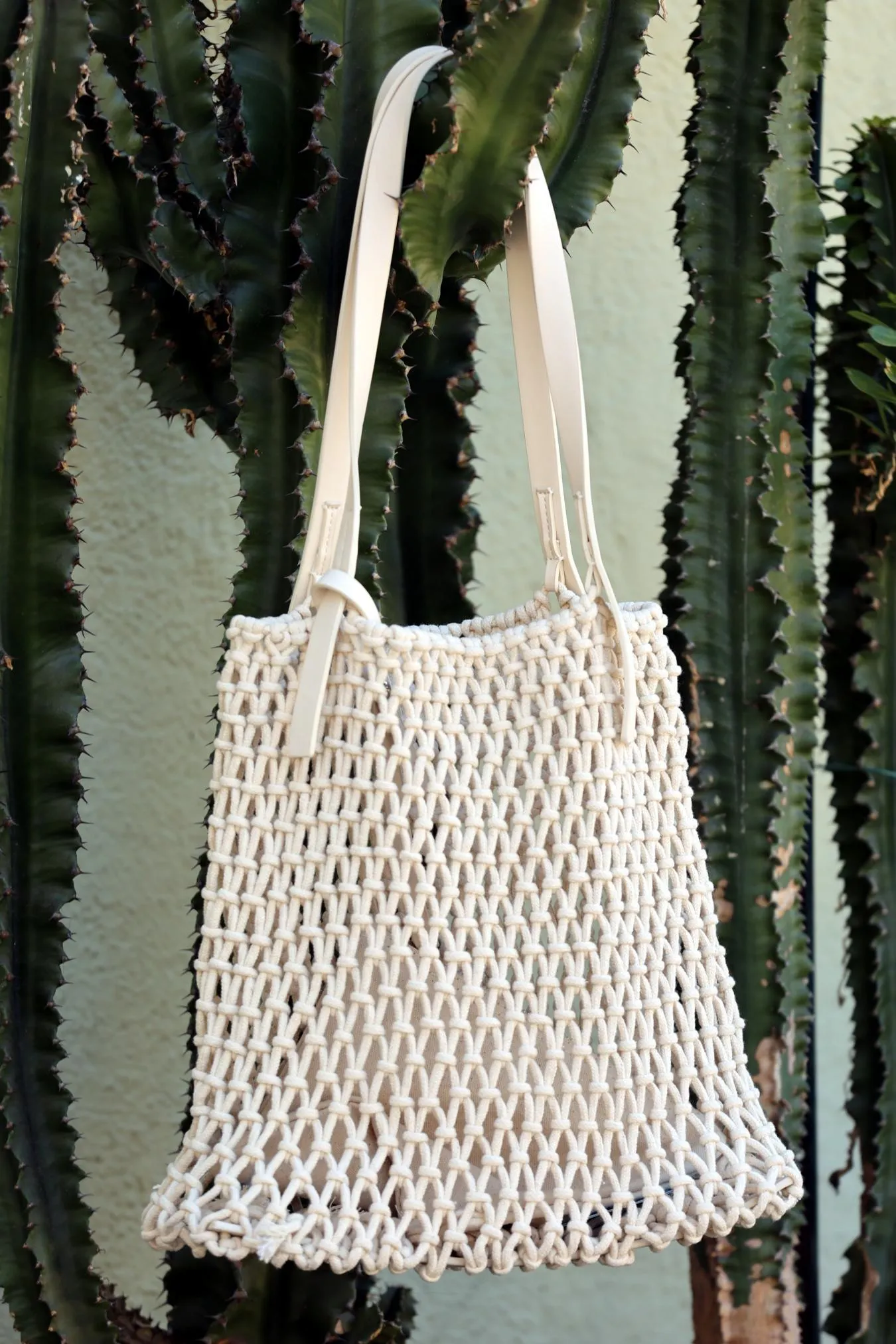 Macrame Cream Shoulder Bag sold by Eva Franco