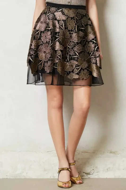 Golden Black Lace Mini Skirt sold by Eva Franco