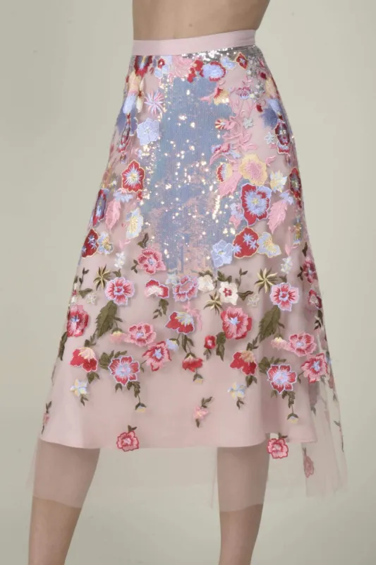 Nicola Sequins Midi Skirt - Crepe Soufflé sold by Eva Franco