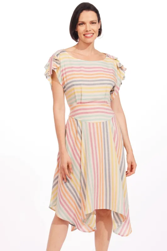 Amara Dress - Malta Stripe sold by Eva Franco