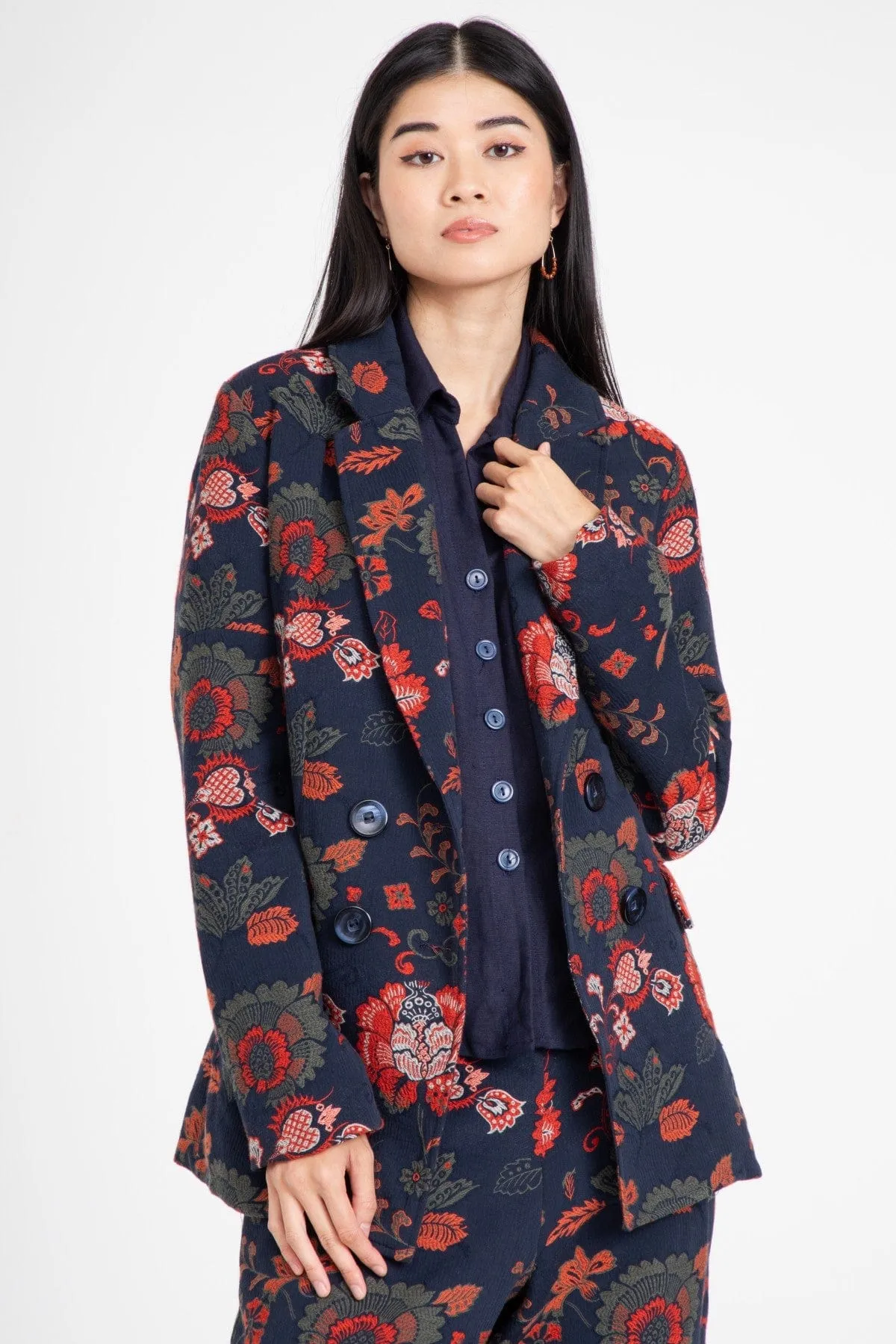 Lincoln Coat – Sapphire Damask sold by Eva Franco product image thumbnail 3