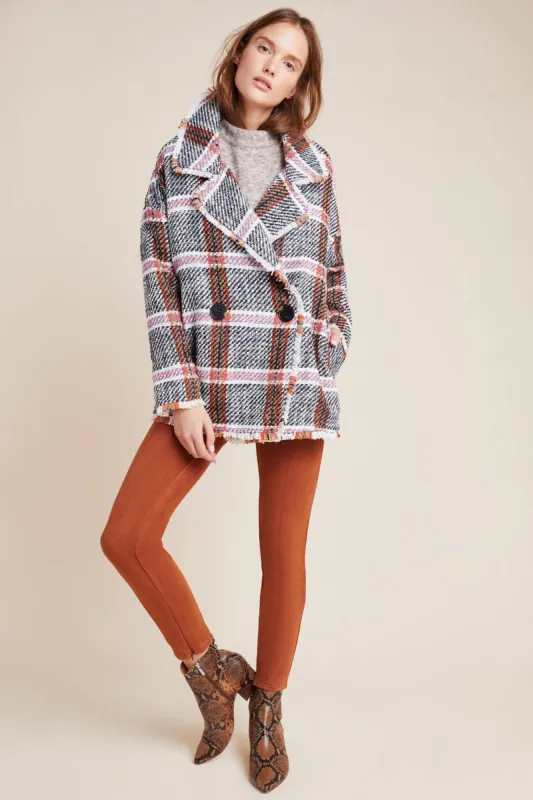 Carrie Double Breasted Plaid Tweed Coat made by Eva Franco