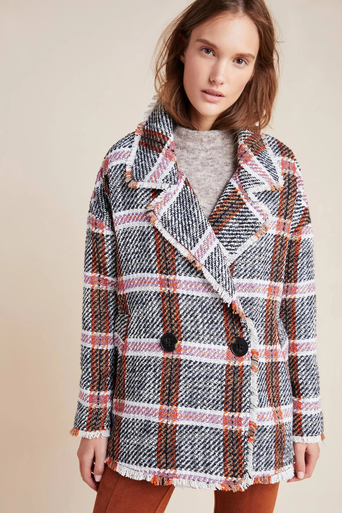 Carrie Double Breasted Plaid Tweed Coat sold by Eva Franco product image thumbnail 3
