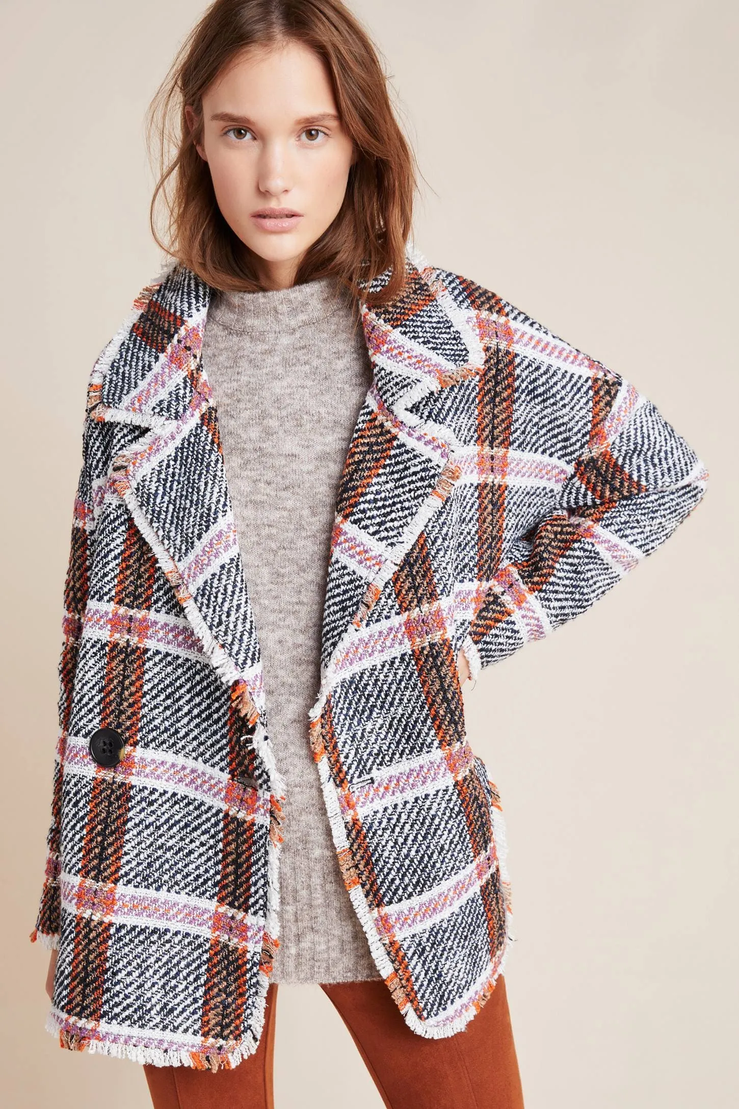 Carrie Double Breasted Plaid Tweed Coat sold by Eva Franco product image thumbnail 5