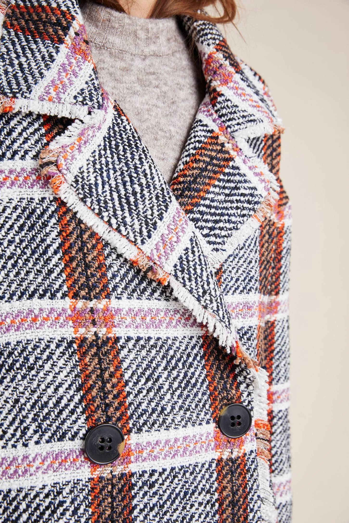 Carrie Double Breasted Plaid Tweed Coat sold by Eva Franco product image thumbnail 4