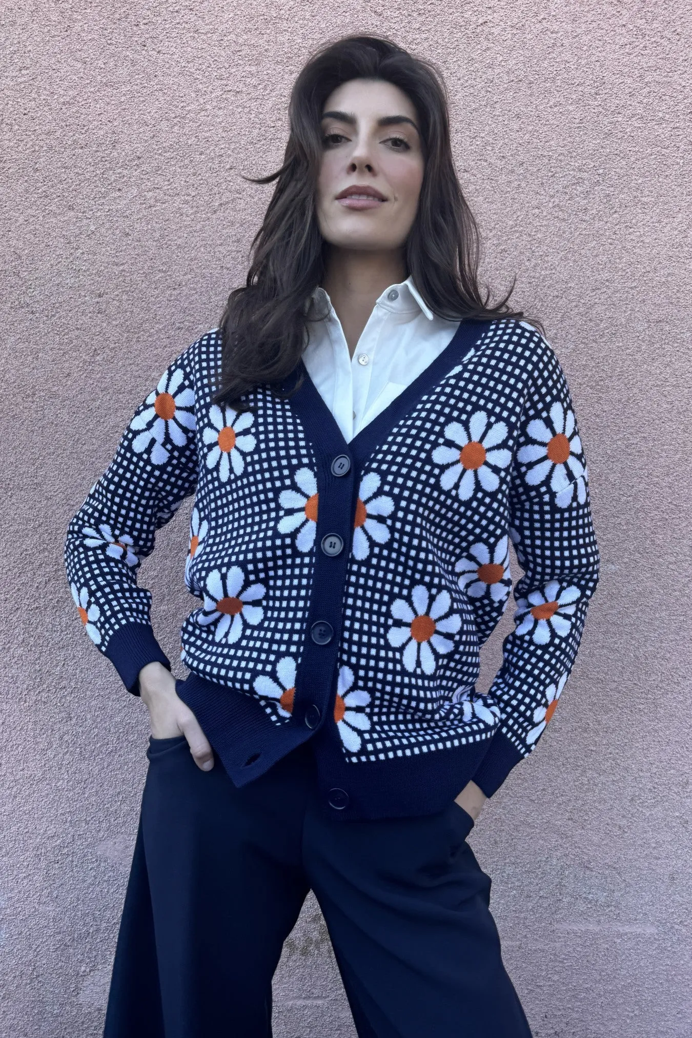 Daisy Navy Cardigan sold by Eva Franco