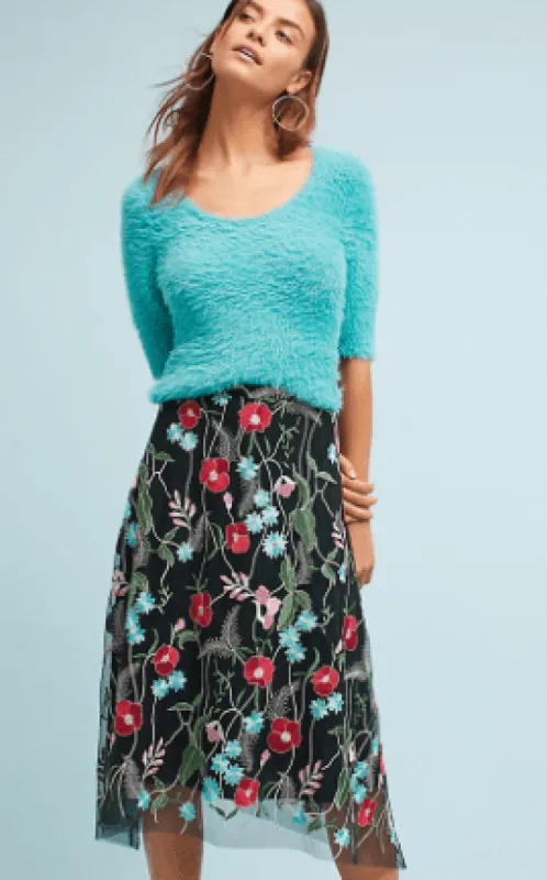 Embroidered Black Floral Skirt sold by Eva Franco