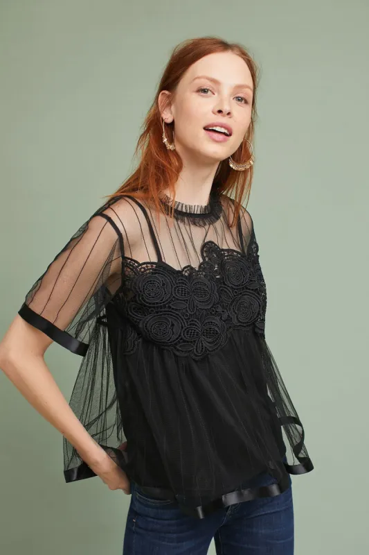 Laced Mesh Swing Top sold by Eva Franco