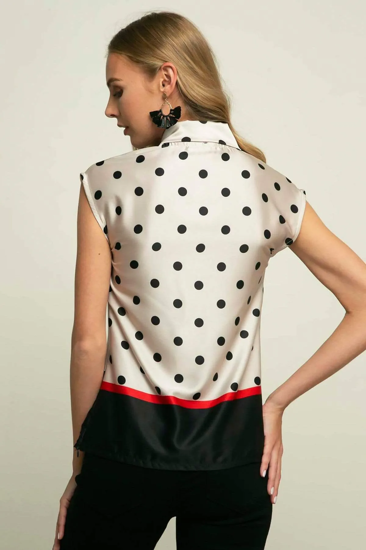 Hanna Satin Top in Black and Cream Polka Dots sold by Eva Franco product image thumbnail 4
