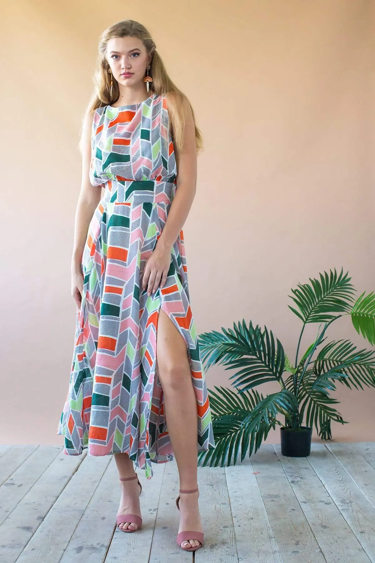 Xena Dress - Peach Geo sold by Eva Franco product image thumbnail 2