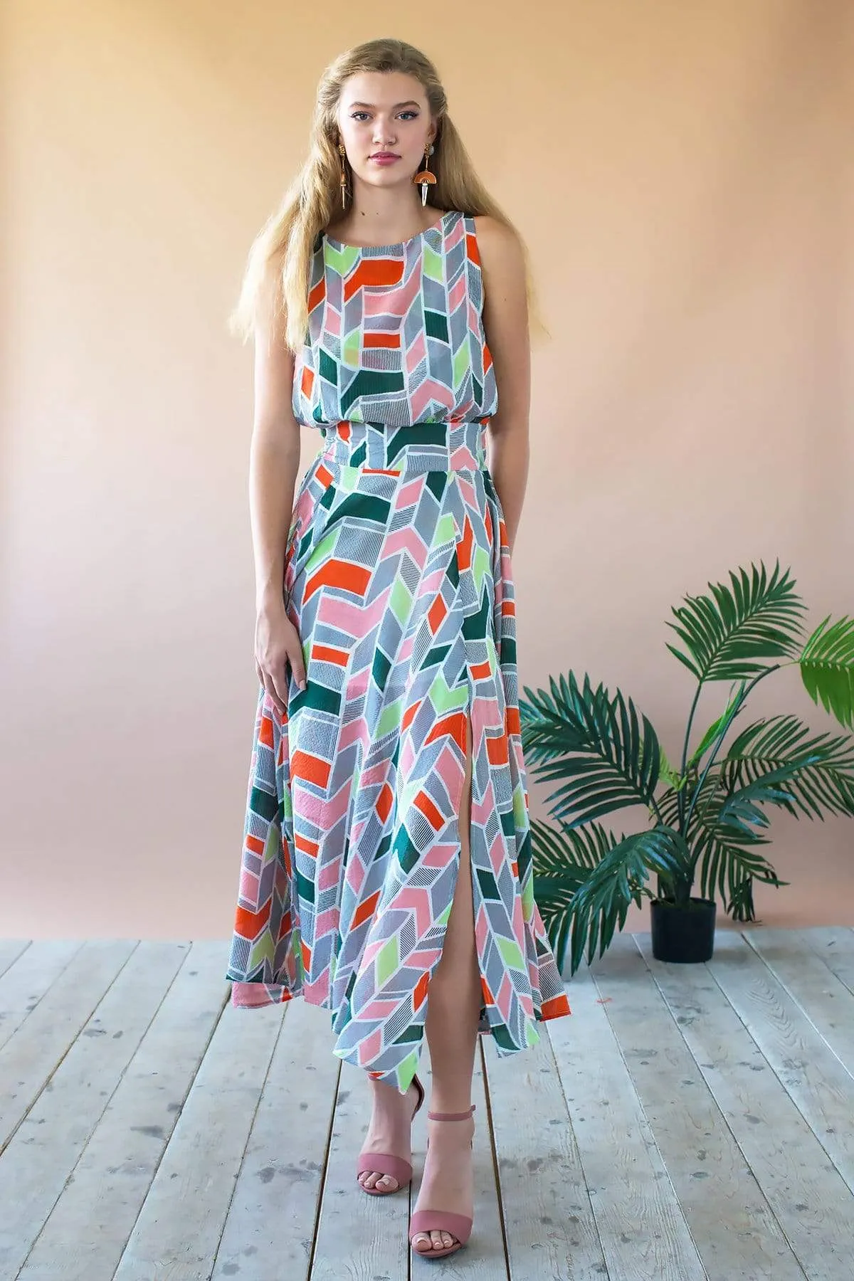 Xena Dress - Peach Geo sold by Eva Franco product image thumbnail 4