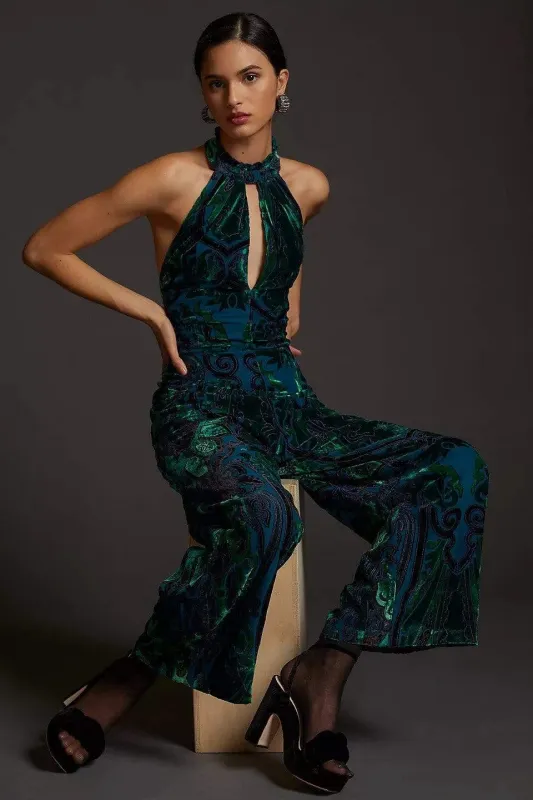 Velvet Halter Jumpsuit sold by Eva Franco