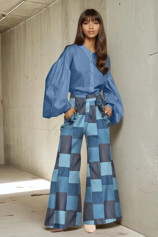 Livie Pants - Denim Patchwork sold by Eva Franco