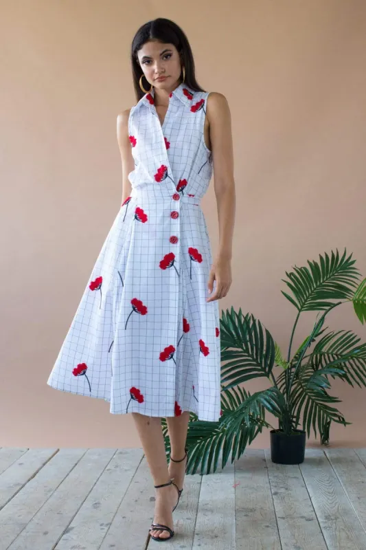 Doris Midi Wrap Dress With Pockets  - Scarlet Tile sold by Eva Franco