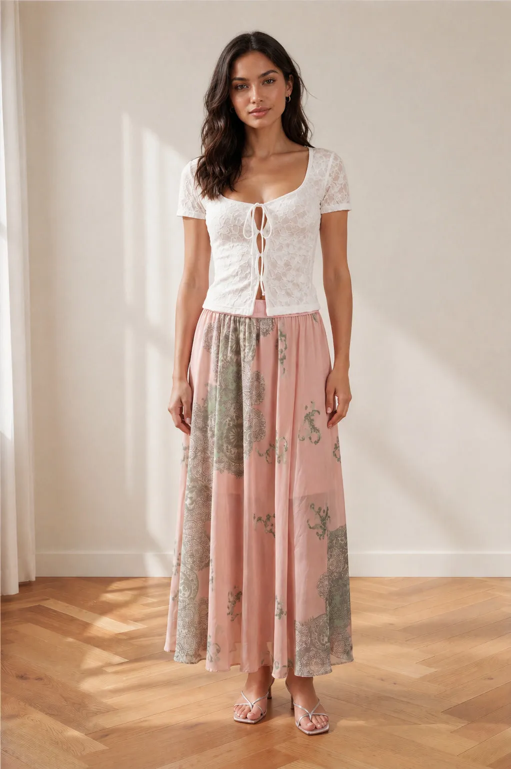 Mena Skirt - Pink Chiffon sold by Eva Franco