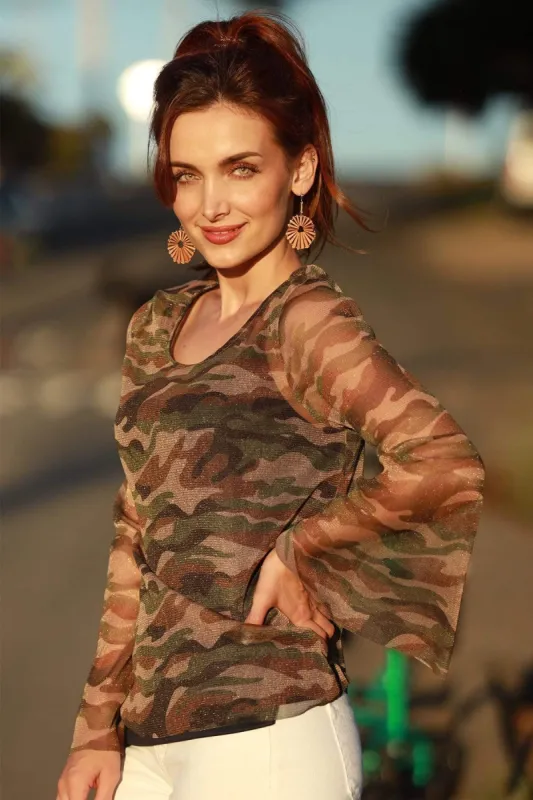 Meredith Camo Top sold by Eva Franco