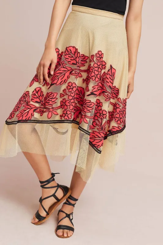 Dorset Skirt - Floral Netted Skirt - Red/Blue sold by Eva Franco