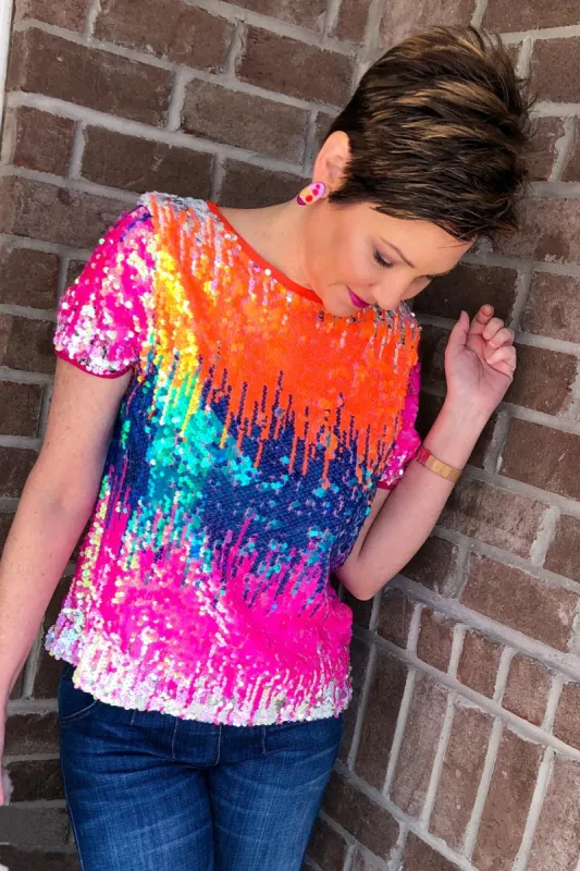 Loretta Multicolor Sequined Tee sold by Eva Franco