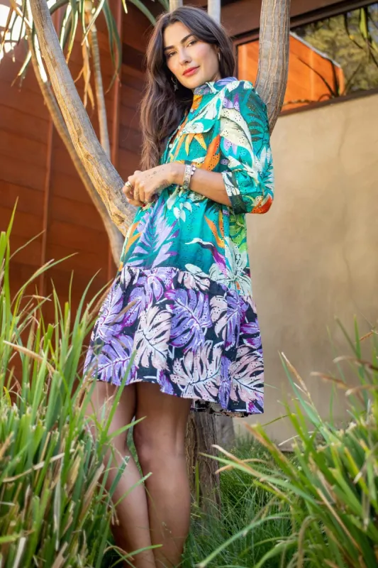 Eloise Dress – Purple Tropical Eyelet sold by Eva Franco