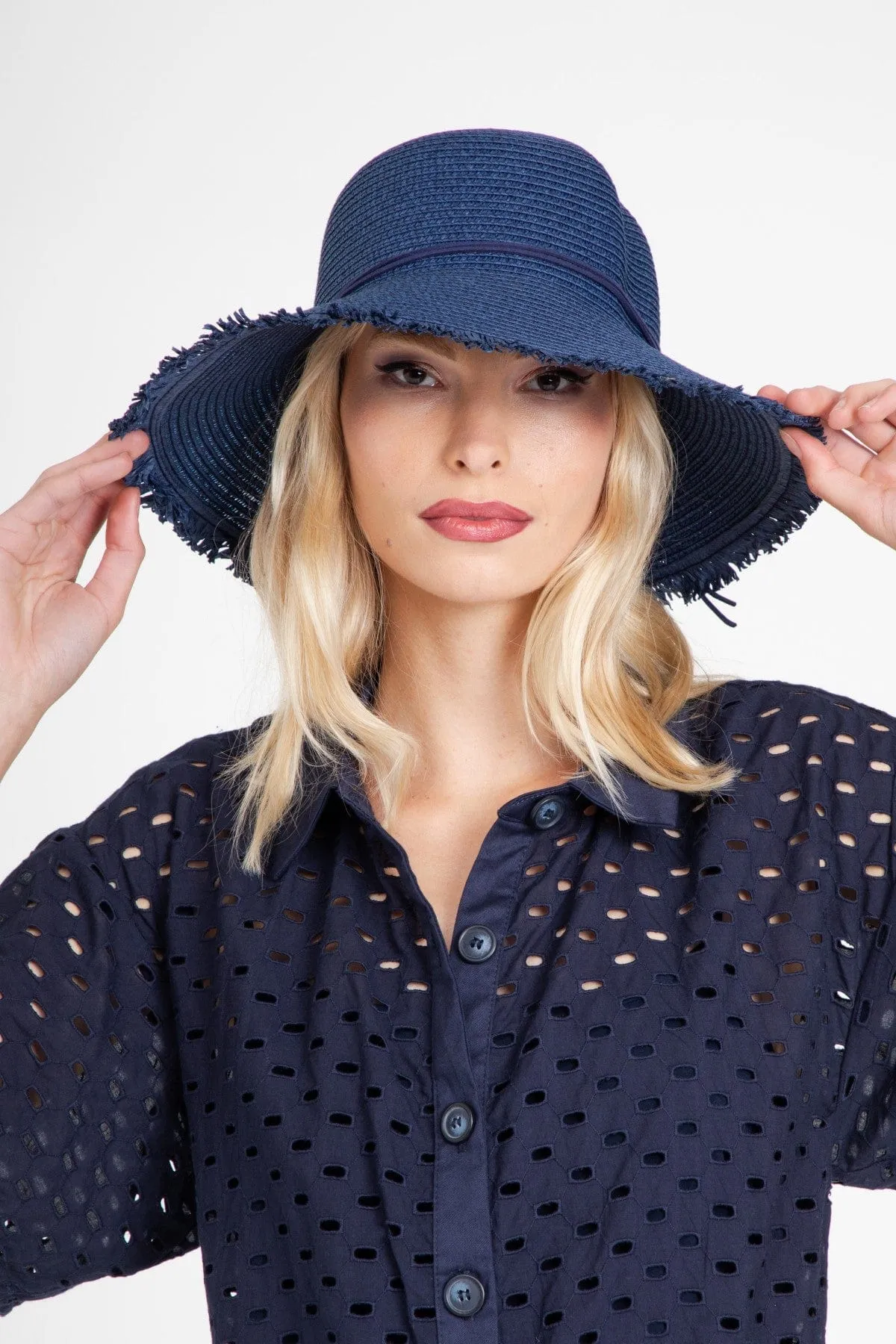Navy Fringe Straw Hat sold by Eva Franco product image thumbnail 2