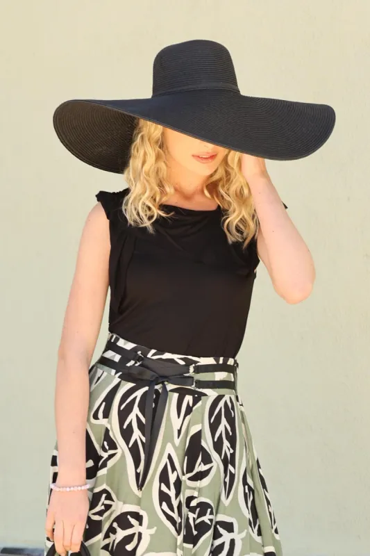 Oversized Floppy Brim Sun Hat - Black sold by Eva Franco