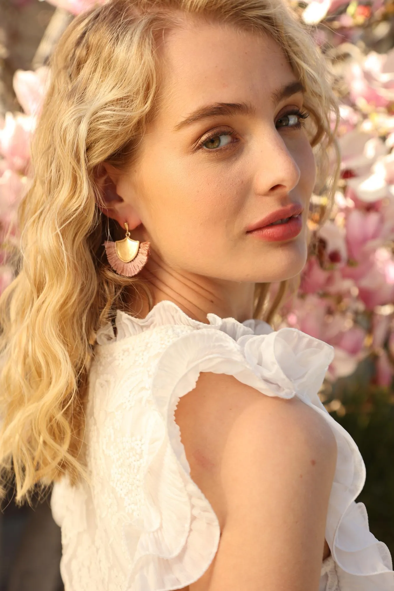 Half Moon Fringe Earrings - Pink sold by Eva Franco product image thumbnail 3