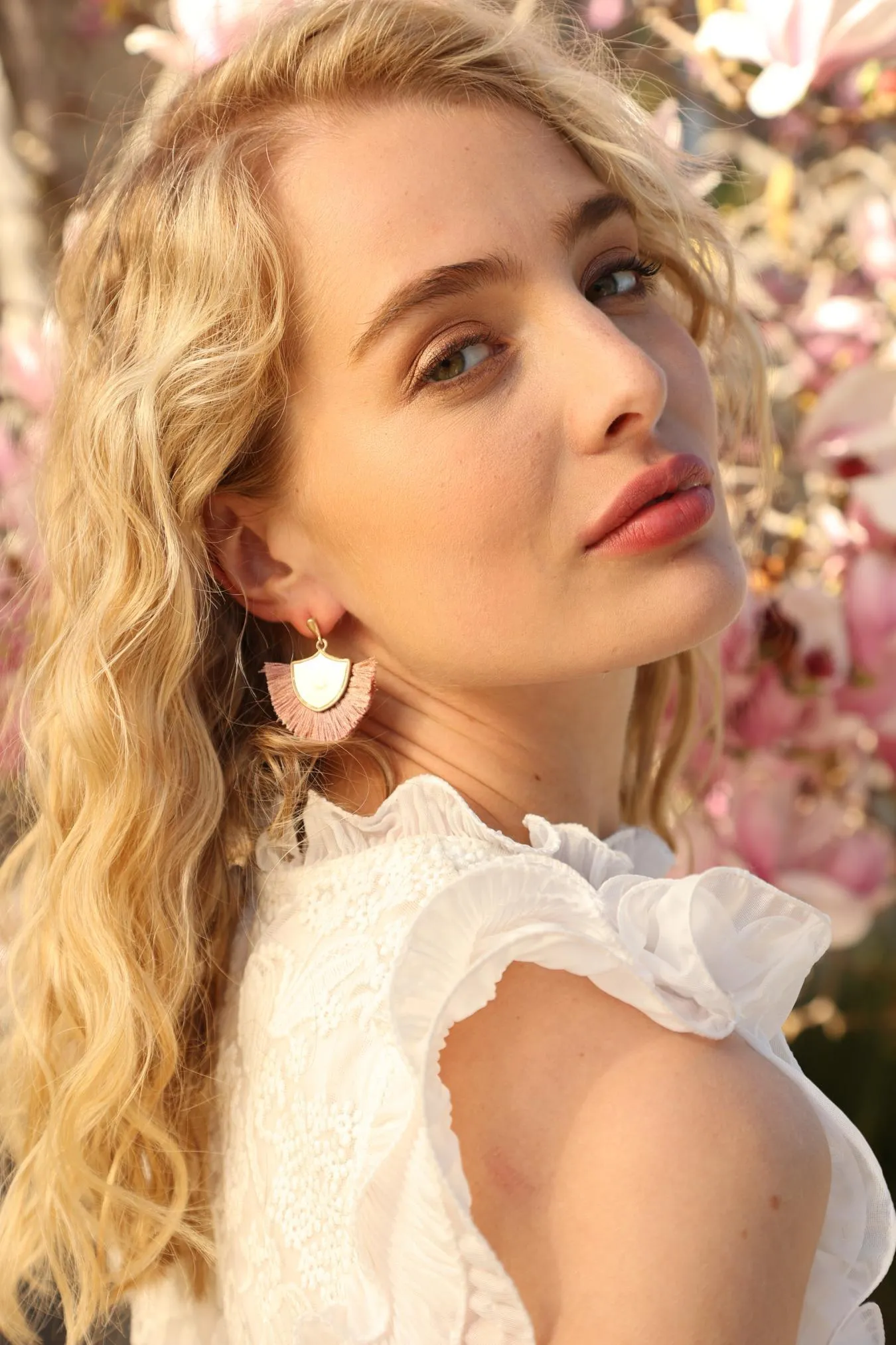 Half Moon Fringe Earrings - Pink sold by Eva Franco product image thumbnail 2