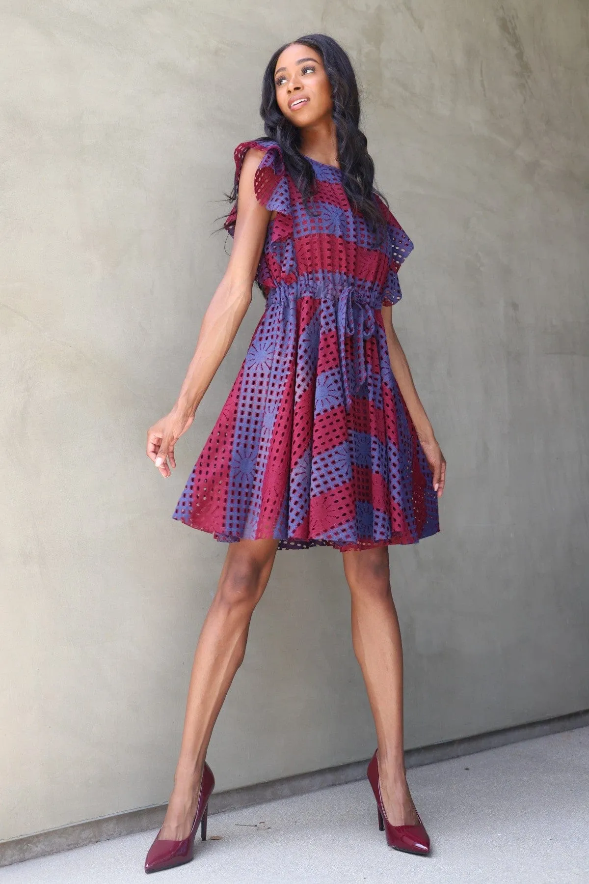 Simona Dress - Wine Stripe sold by Eva Franco product image thumbnail 2