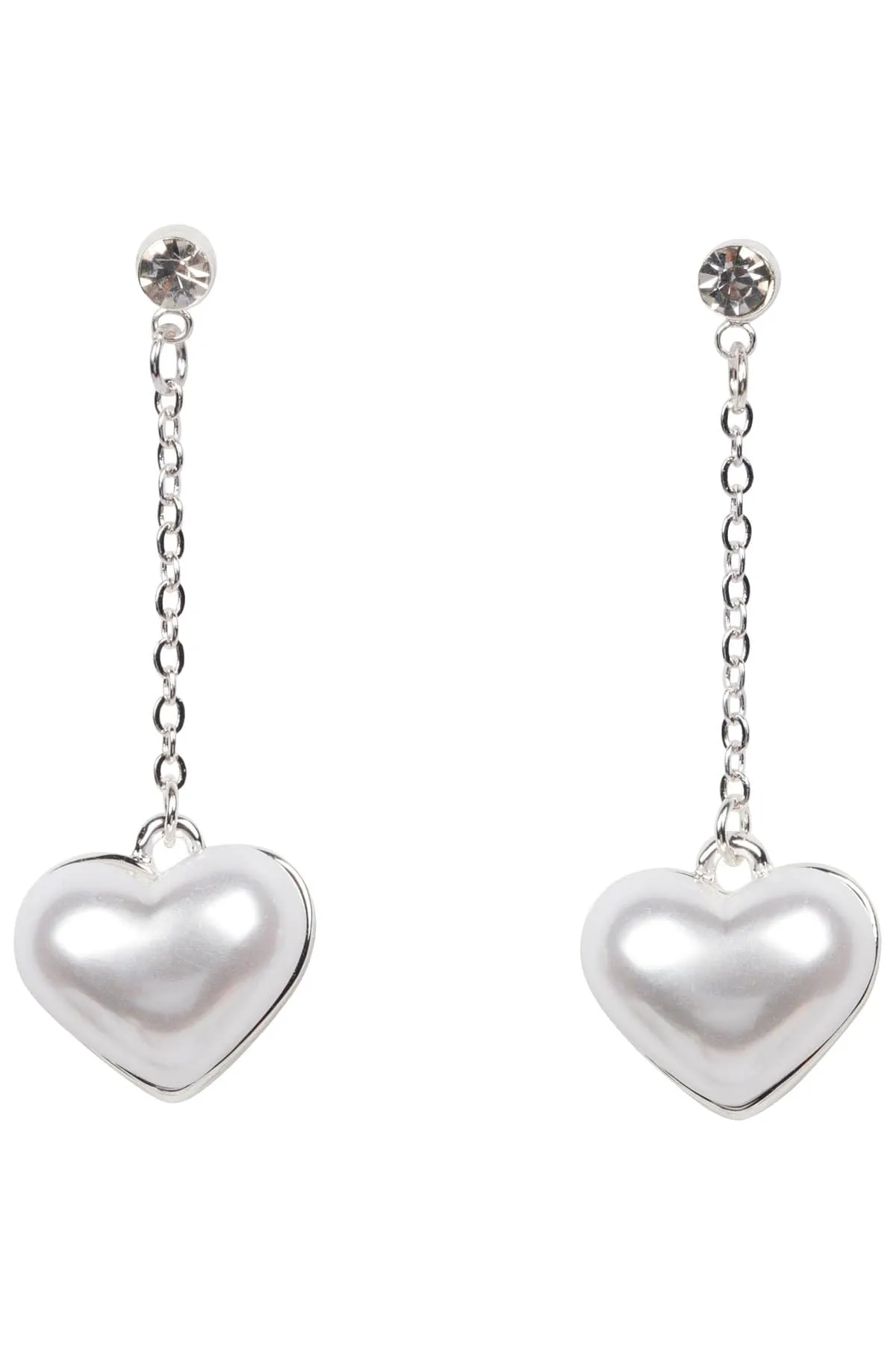 Silver Pearl Heart Drop Earrings sold by Eva Franco product image thumbnail 2
