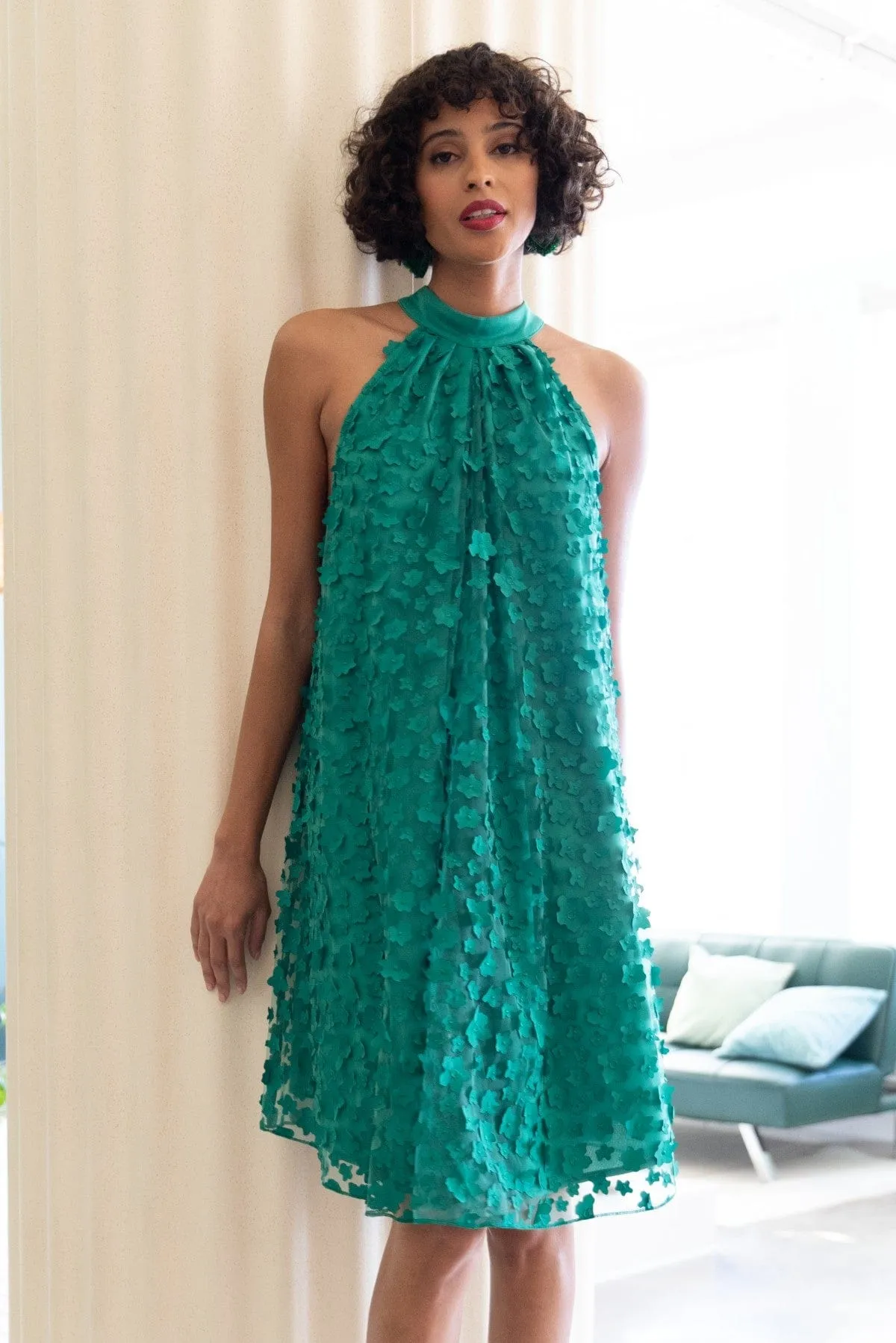 Halter Swing Mini Dress - Seaglass Petal sold by Eva Franco product image thumbnail 2