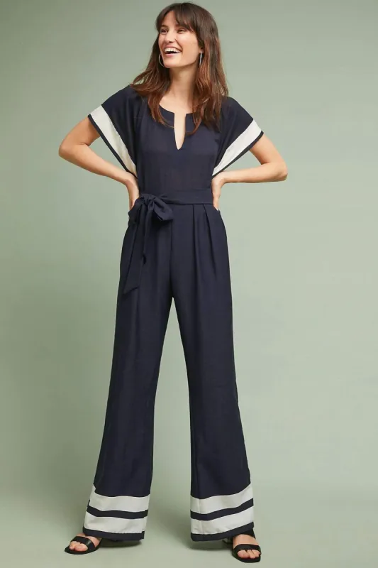 Watson Striped Jumpsuit in Navy sold by Eva Franco